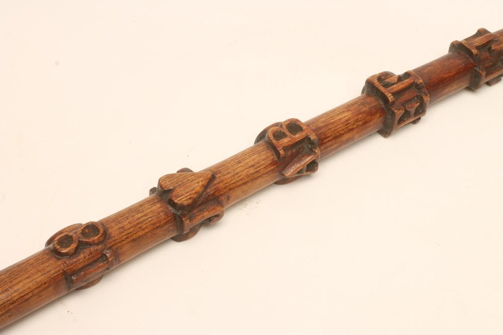A VICTORIAN CARVED ASH WALKING CANE Image