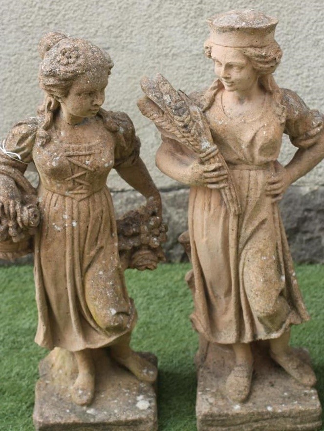 A SET OF FOUR COMPOSITION RED SANDSTONE FIGURES Image