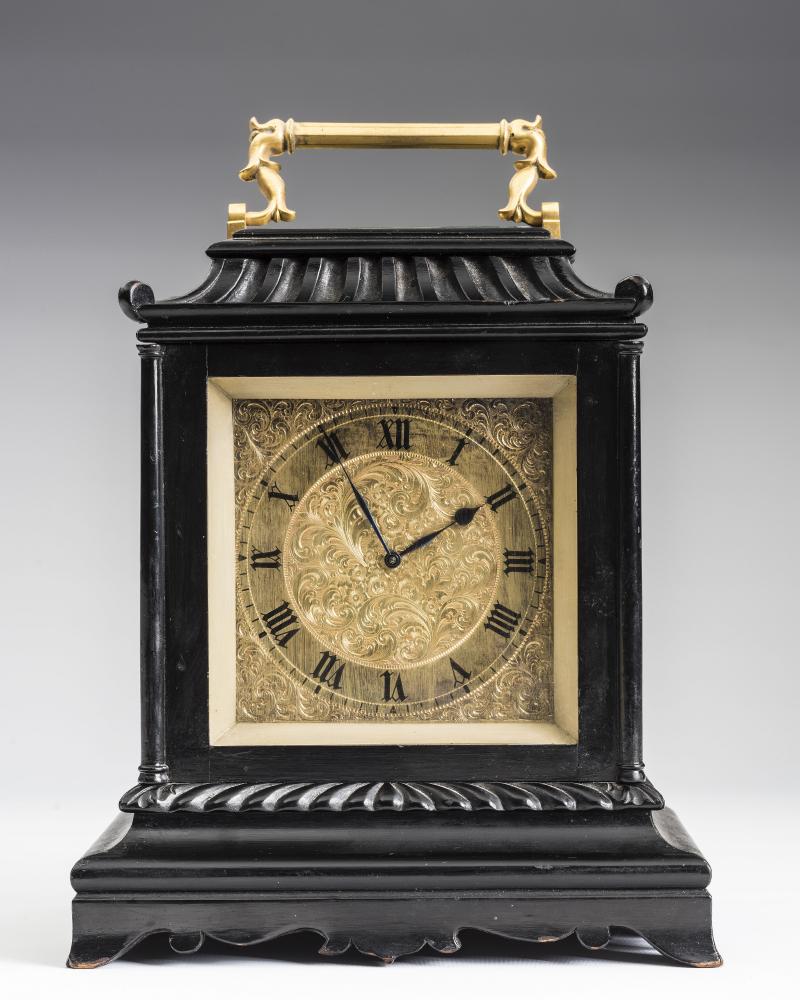 A SMALL EBONISED TABLE CLOCK by Robert Roskell Image