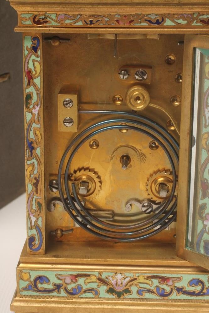 A FRENCH BRASS AND CHAMPLEVE ENAMEL CARRIAGE CLOCK Image