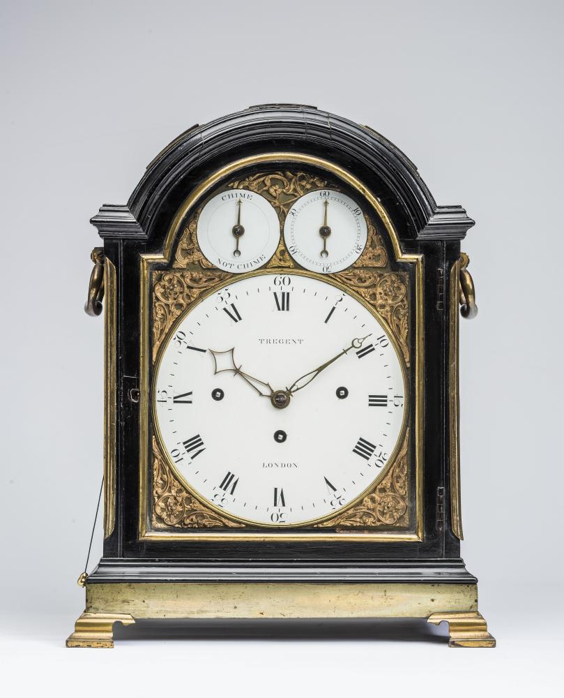 AN EBONISED CHIMING BRACKET CLOCK by James Tregent Image