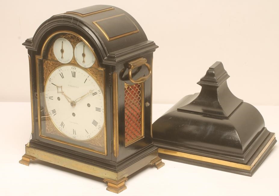 AN EBONISED CHIMING BRACKET CLOCK by James Tregent Image