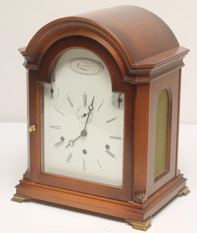 A MAHOGANY CASED TRIPLE CHIME TABLE CLOCK by Kieninger Germany Image