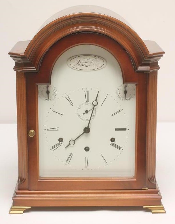A MAHOGANY CASED TRIPLE CHIME TABLE CLOCK by Kieninger Germany Image
