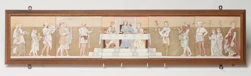 A VICTORIAN EARTHENWARE TILE PANEL Image