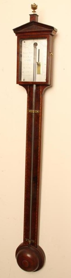 A MAHOGANY FRAMED STICK BAROMETER Image