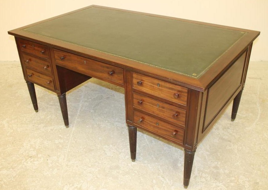 A MAHOGANY PARTNERS DESK Image