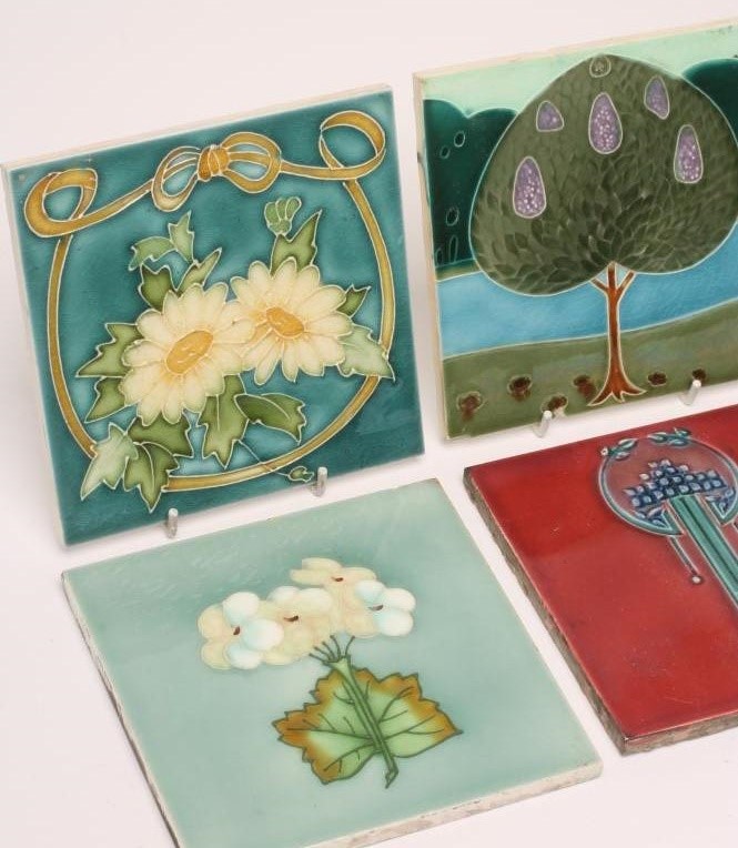 A COLLECTION OF SIX JUGENDSTIL EARTHENWARE TILES Image