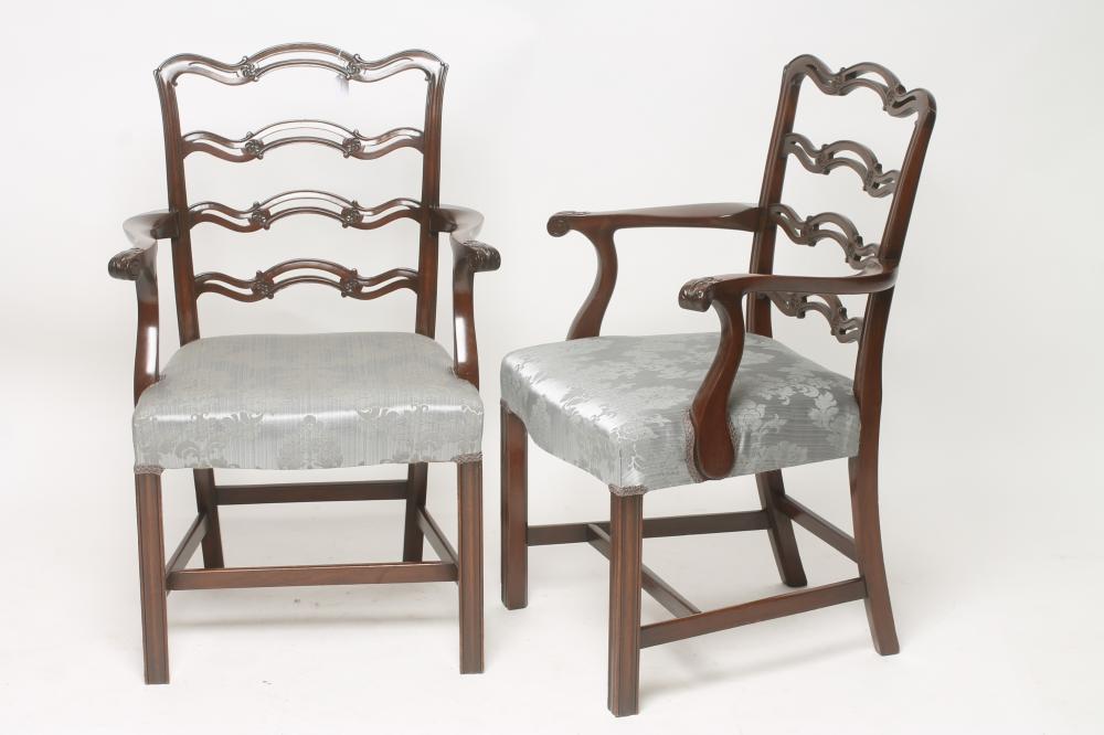 A PAIR OF MAHOGANY LADDERBACK ELBOW CHAIRS of Georgian design Image