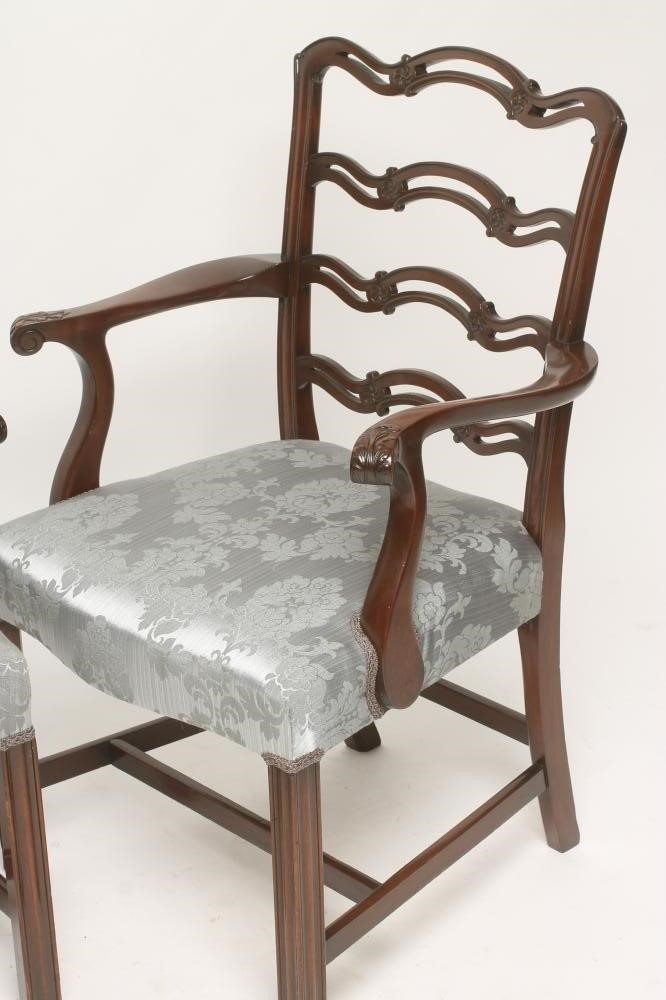 A PAIR OF MAHOGANY LADDERBACK ELBOW CHAIRS of Georgian design Image