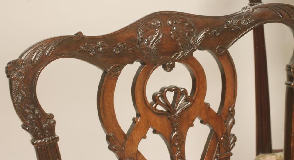 A SET OF SIX GEORGIAN DESIGN MAHOGANY DINING CHAIRS including two elbow chairs Image