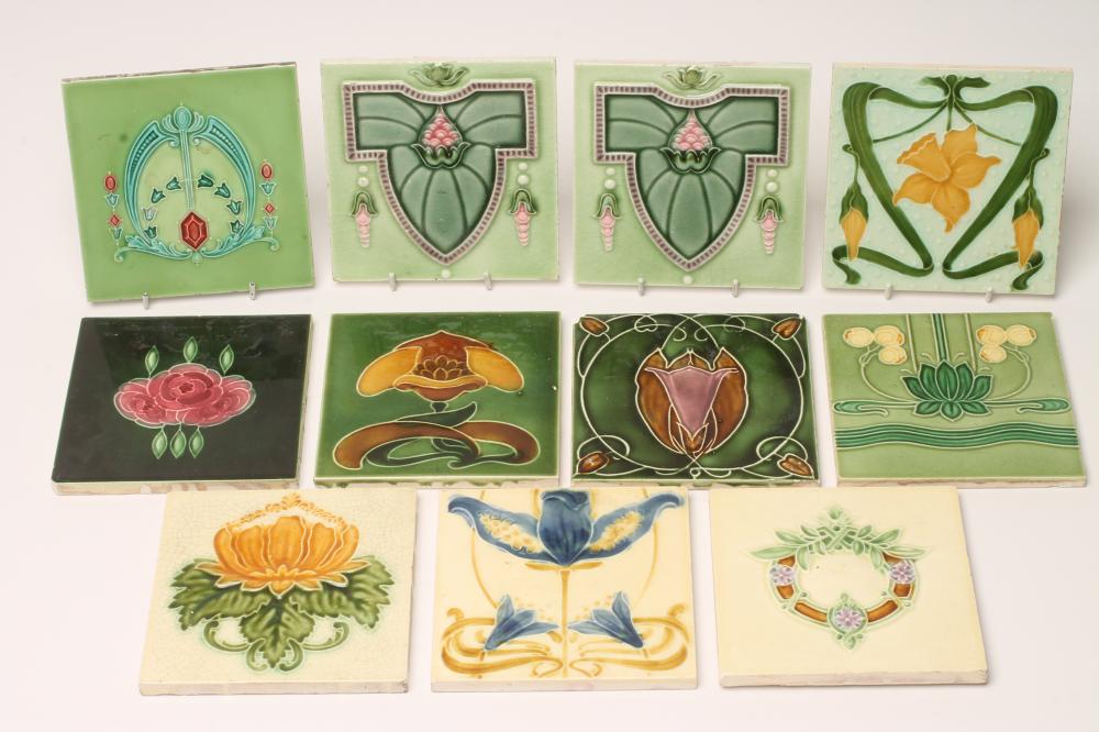 A COLLECTION OF ELEVEN ART NOUVEAU TILES Image