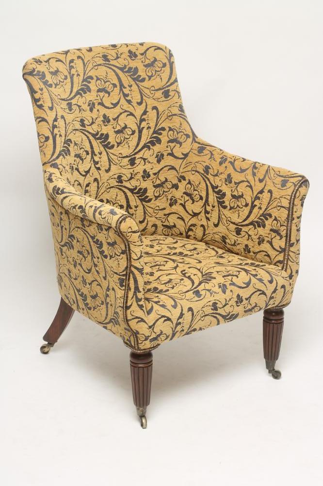 A REGENCY MAHOGANY FRAMED ARMCHAIR of tub form Image