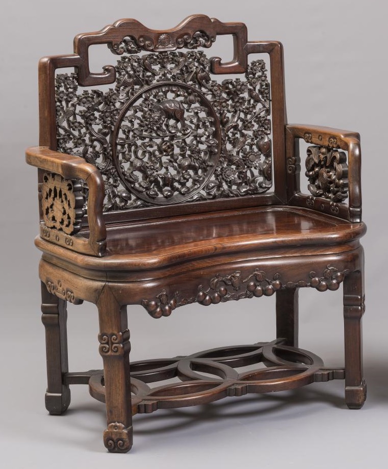 A CHINESE PADOUK THRONE CHAIR Image