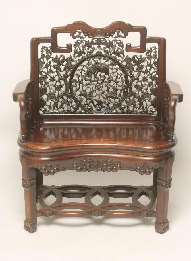 A CHINESE PADOUK THRONE CHAIR Image