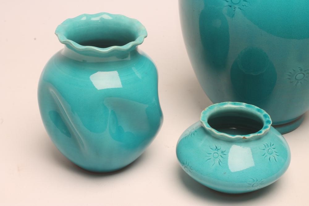 THREE BURMANTOFTS EARTHENWARE VASES Image