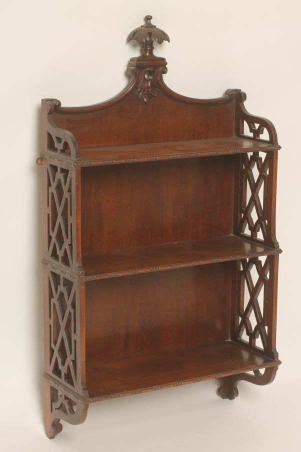 A PAIR OF MAHOGANY WALL BRACKET SHELVES Image