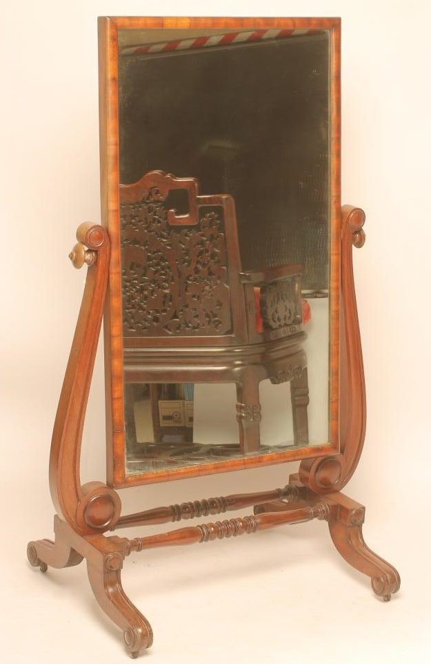 A VICTORIAN MAHOGANY CHEVAL MIRROR Image