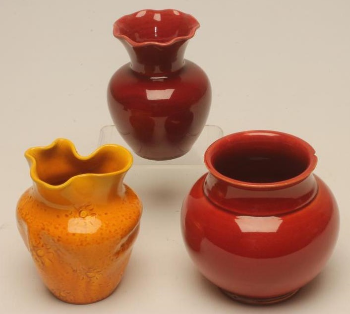 THREE BURMANTOFTS EARTHENWARE VASES Image