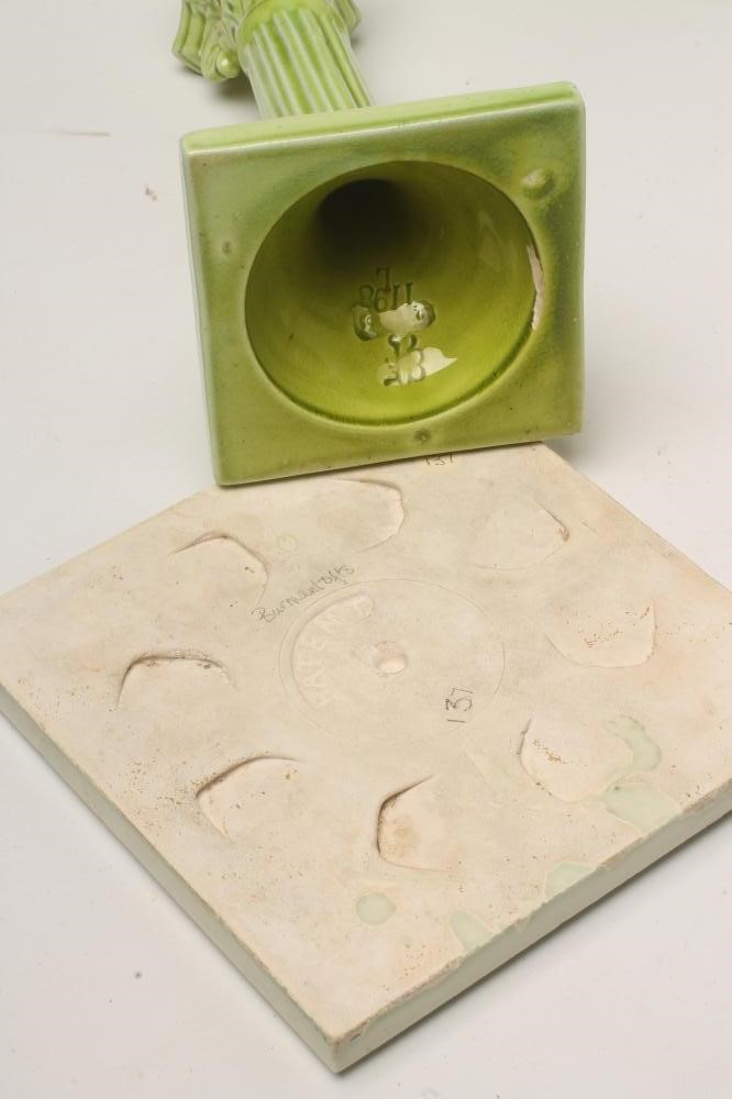 A BURMANTOFTS EARTHENWARE CORINTHIAN COLUMN CANDLESTICK Image