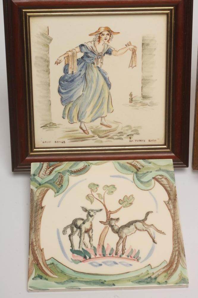 A COLLECTION OF PAINTED NURSERY TILES Image