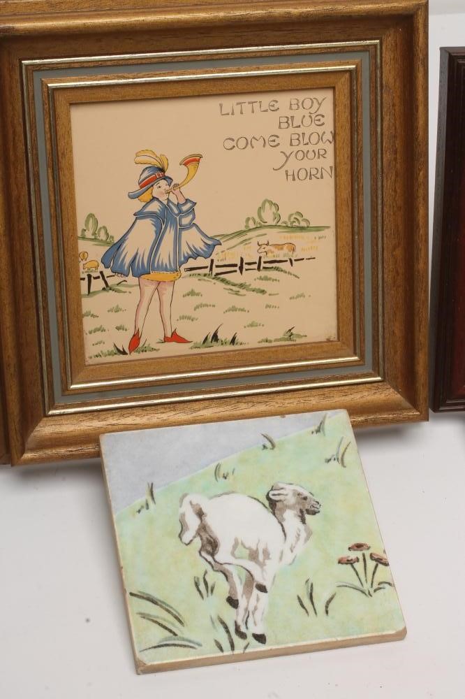 A COLLECTION OF PAINTED NURSERY TILES Image