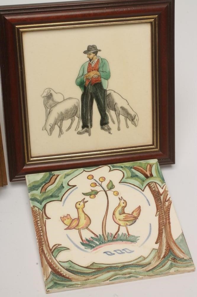 A COLLECTION OF PAINTED NURSERY TILES Image