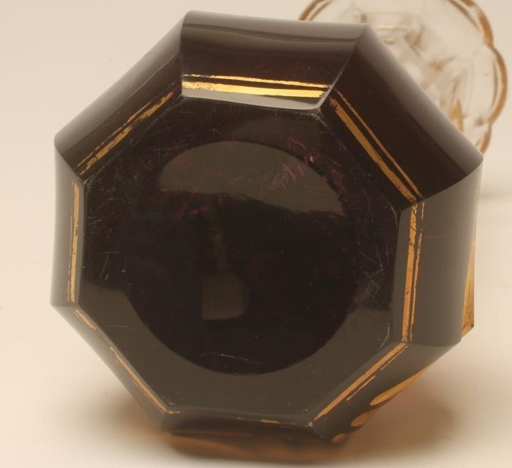 AN ART NOUVEAU GLASS VASE of swept octagonal form with bevelled rim Image