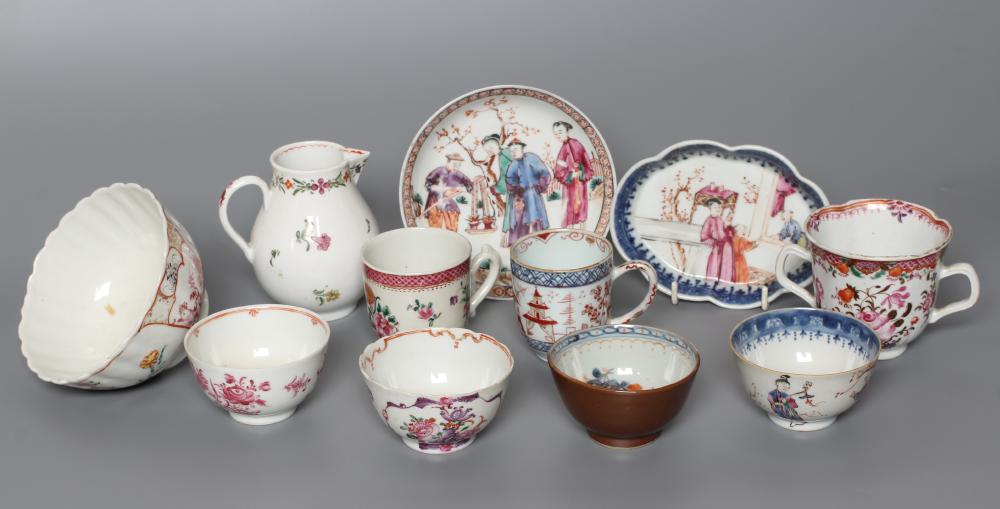A COLLECTION OF CHINESE PORCELAIN TEAWARES comprising a "Boy in a Window" quatrefoil spoon tray Image