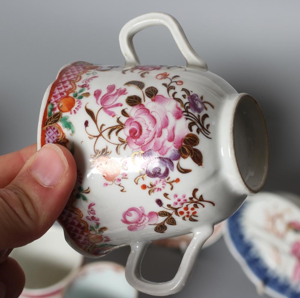 A COLLECTION OF CHINESE PORCELAIN TEAWARES comprising a "Boy in a Window" quatrefoil spoon tray Image