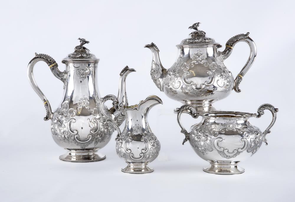 A VICTORIAN SILVER FOUR PIECE TEA AND COFFEE SERVICE Image