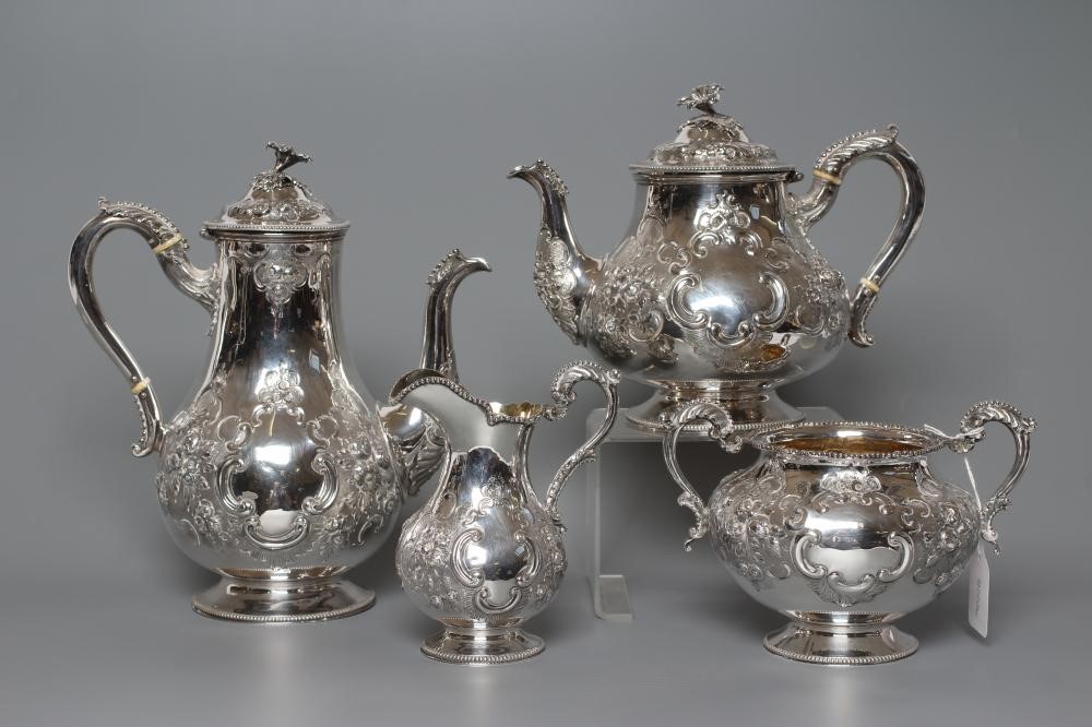 A VICTORIAN SILVER FOUR PIECE TEA AND COFFEE SERVICE Image