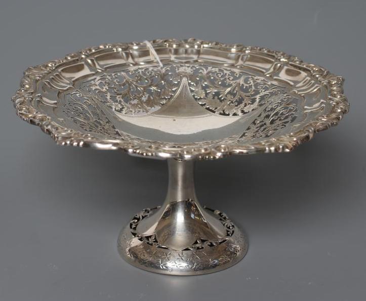 A LATE VICTORIAN SILVER PEDESTAL DISH Image