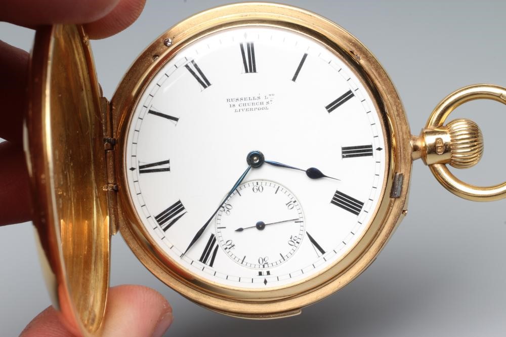 A LATE VICTORIAN 18CT GOLD MINUTE REPEATER HUNTER TOP WIND POCKET WATCH Image