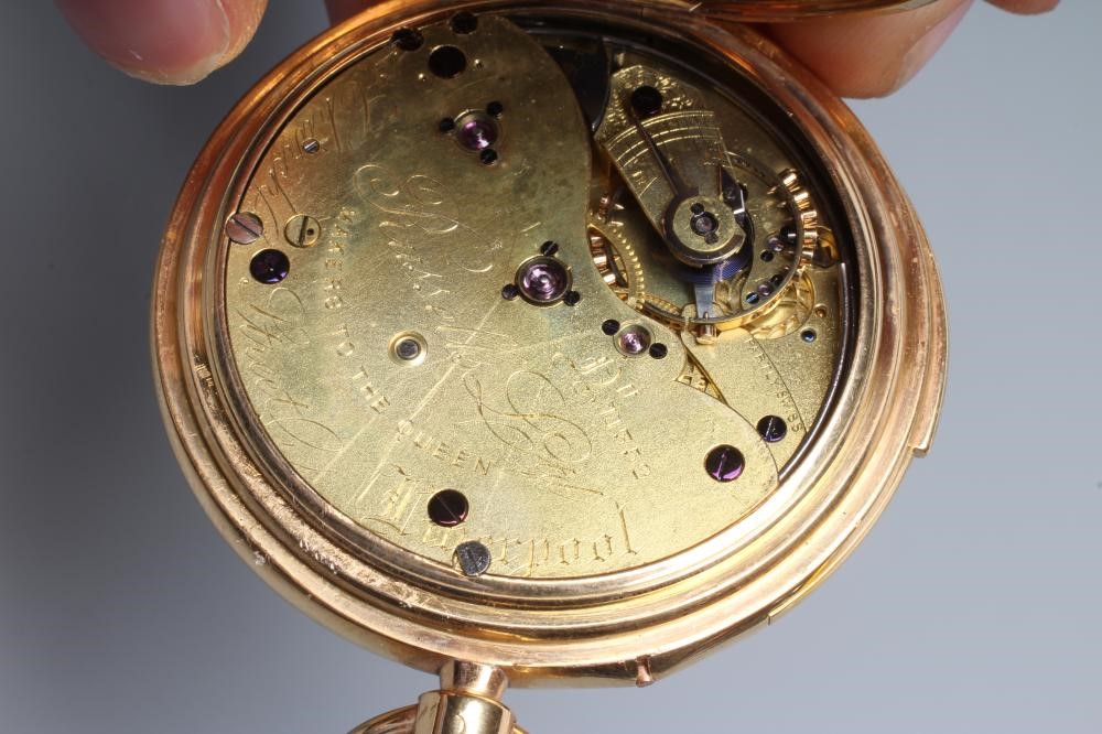 A LATE VICTORIAN 18CT GOLD MINUTE REPEATER HUNTER TOP WIND POCKET WATCH Image