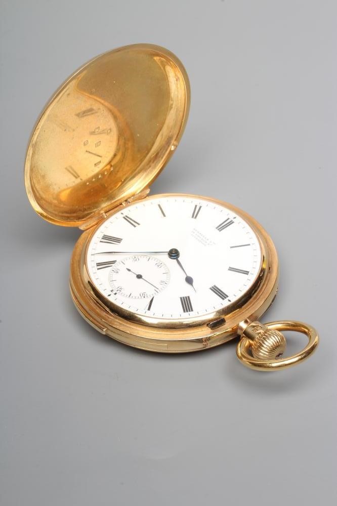 A LATE VICTORIAN 18CT GOLD MINUTE REPEATER HUNTER TOP WIND POCKET WATCH Image