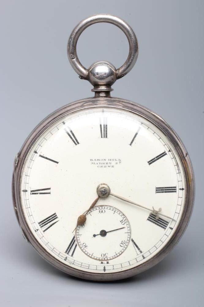 A LATE VICTORIAN KEY WIND SILVER POCKET WATCH Image