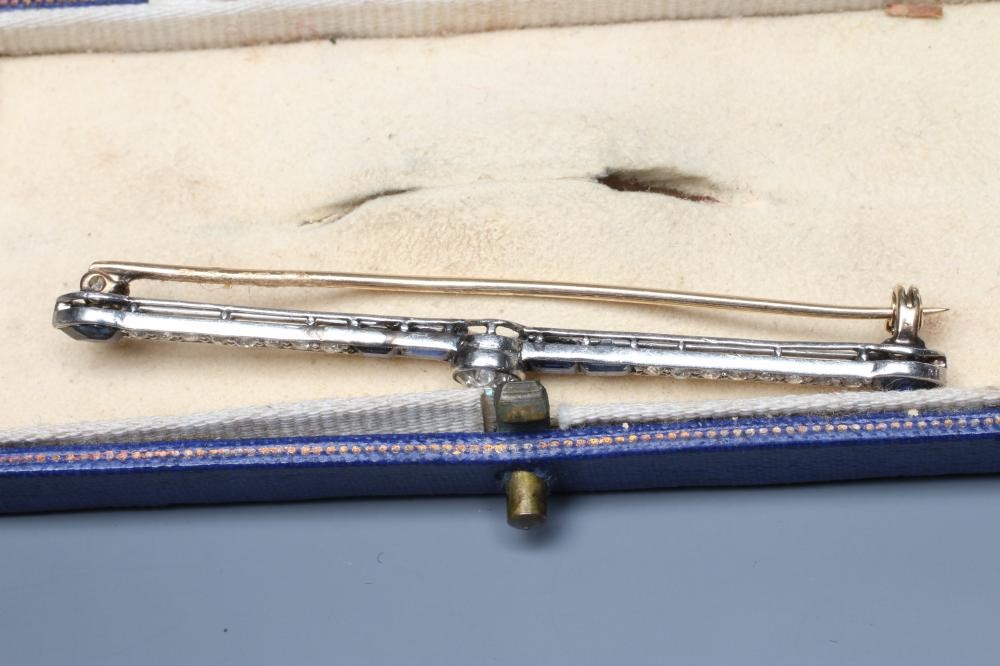 AN ART DECO SAPPHIRE AND DIAMOND BAR BROOCH Image