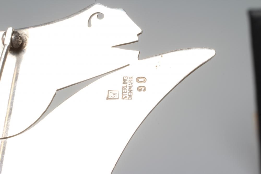 A GEORG JENSEN SILVER HORSE HEAD BROOCH designed by Arno Malinowski, stamped and numbered 90 Image