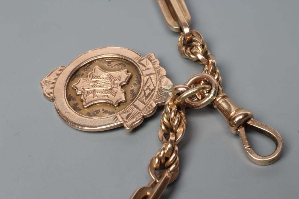 A 9CT GOLD FANCY WATCH CHAIN Image