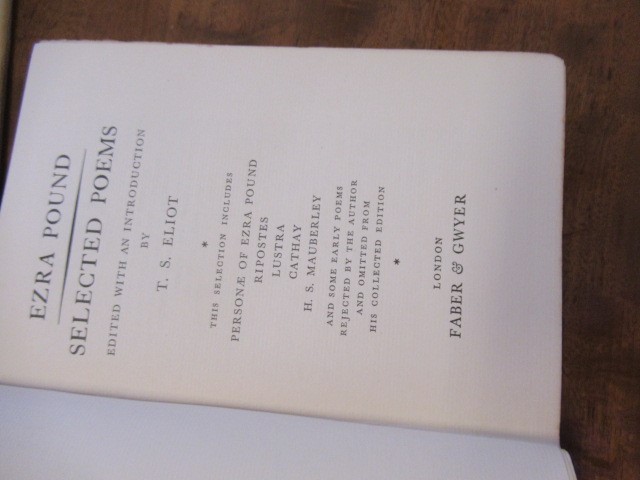 EZRA POUND, SELECTED POEMS, edited by T S Eliot, 1928, Faber and Gwyer, Very good in a fair, torn Image