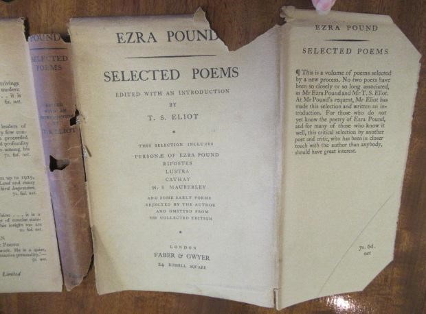 EZRA POUND, SELECTED POEMS, edited by T S Eliot, 1928, Faber and Gwyer, Very good in a fair, torn Image