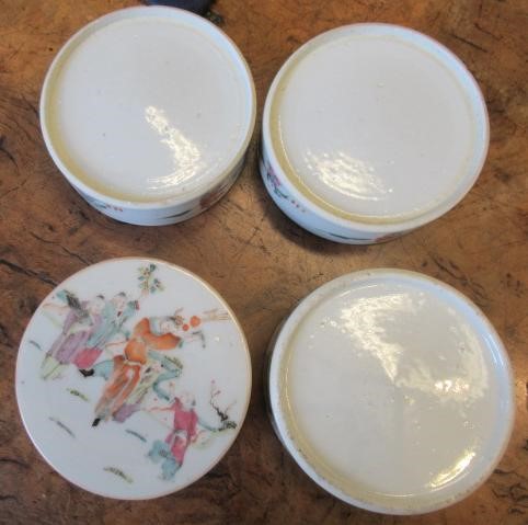 A CHINESE PORCELAIN CYLINDRICAL THREE TIER STACKING BOX AND COVER painted in pastel enamels with Image