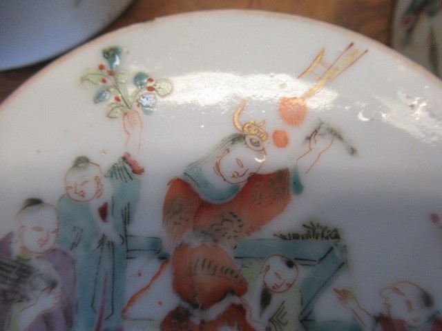 A CHINESE PORCELAIN CYLINDRICAL THREE TIER STACKING BOX AND COVER painted in pastel enamels with Image