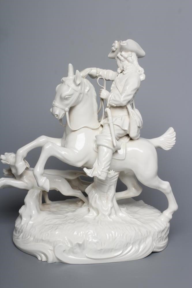 A LARGE NYMPHENBURG BLANC-DE-CHINE PORCELAIN "FRANKENTHAL HUNT" PORCELAIN FIGURE GROUP Image