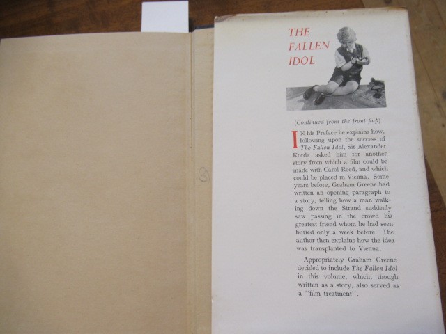 THE THIRD MAN AND THE FALLEN IDOL, Graham Greene, 1950, William Heinemann, 1st, near fine in a very Image