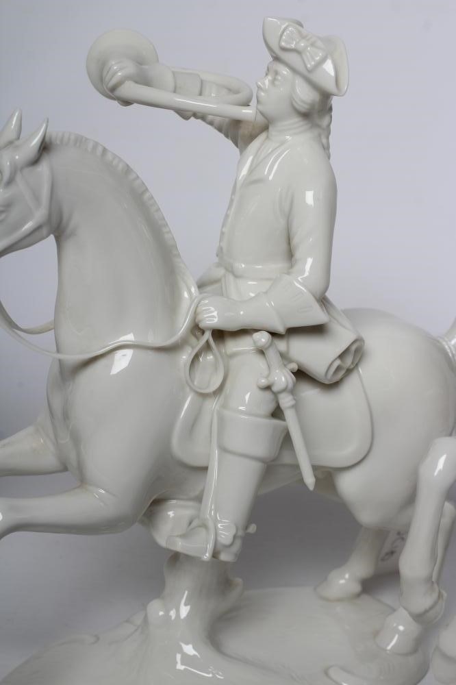 THREE NYMPHENBURG BLANC-DE-CHINE PORCELAIN "FRANKENTHAL HUNT" FIGURES Image