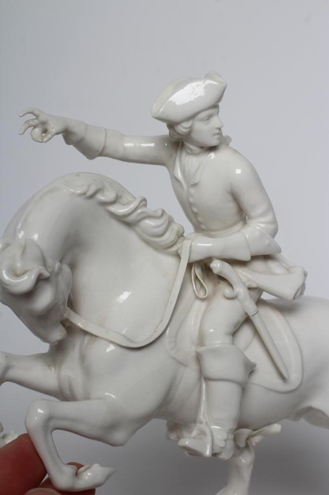 THREE NYMPHENBURG BLANC-DE-CHINE PORCELAIN "FRANKENTHAL HUNT" FIGURES Image