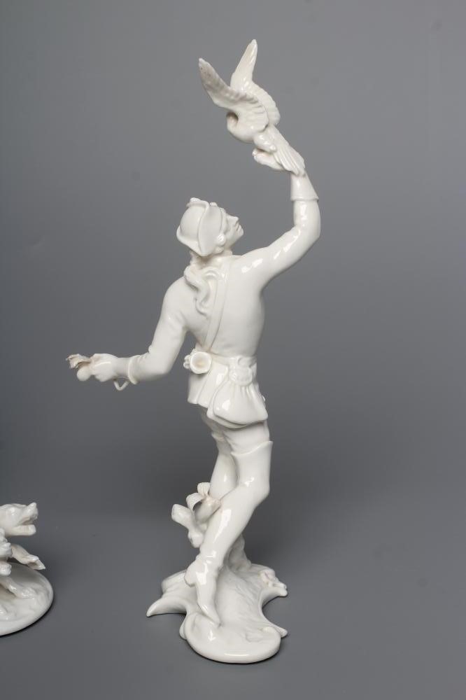 TWO NYMPHENBURG BLANC-DE-CHINE PORCELAIN "FRANKENTHAL HUNT" FIGURES Image