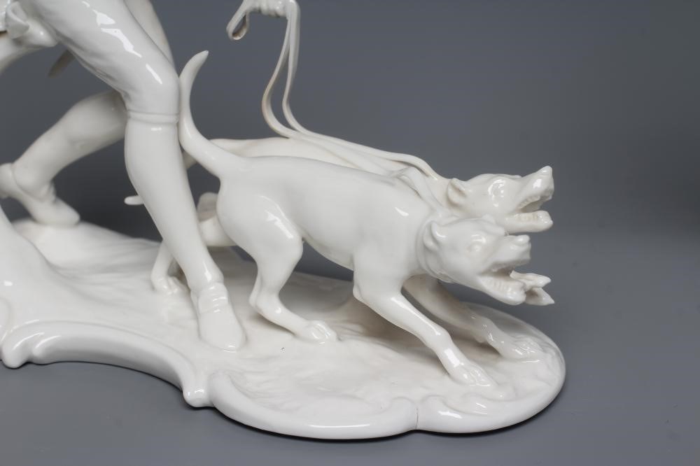 TWO NYMPHENBURG BLANC-DE-CHINE PORCELAIN "FRANKENTHAL HUNT" FIGURES Image